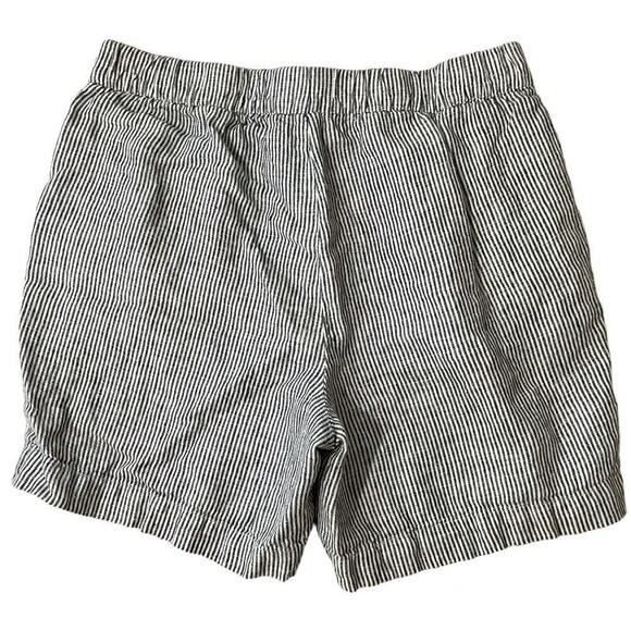 Talbots Striped Linen Pullon Shorts Small Black White MISSING DRAWSTRING - Picture 2 of 7